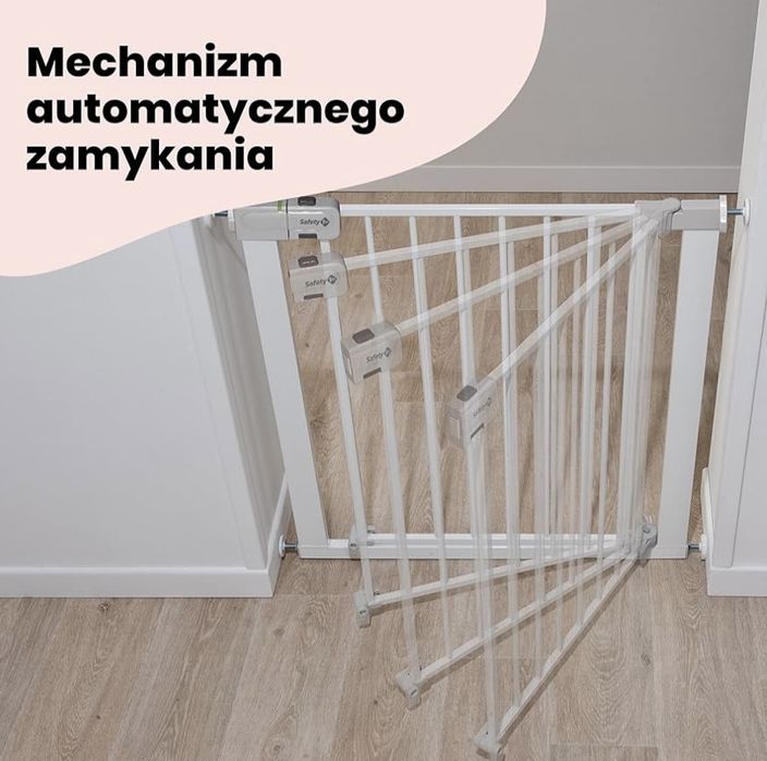Bramka Schodowa Instalowana na Wcisk, 73–80 cm, bez wiercenia, biała