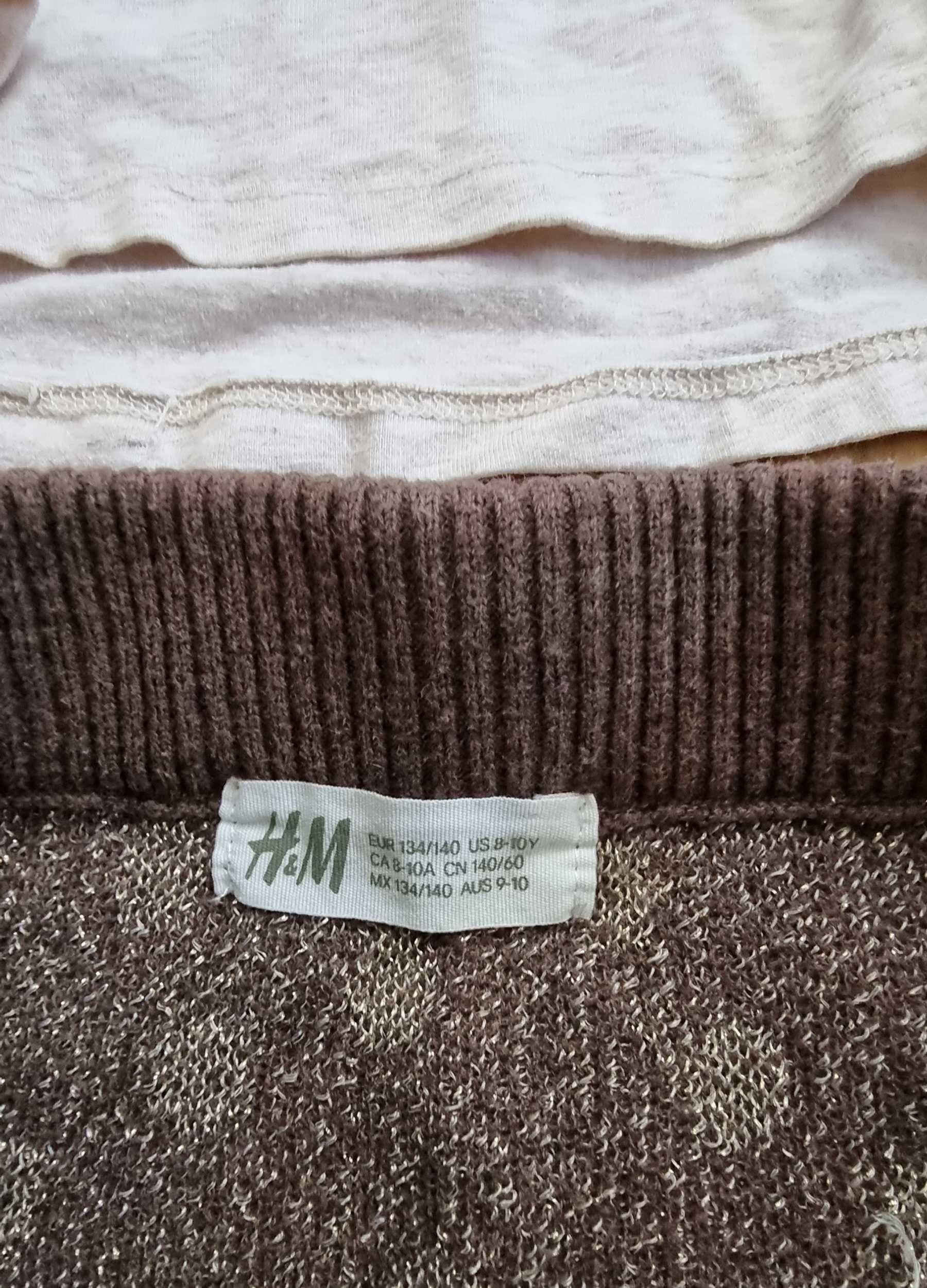 Zestaw bluzka z serduszkiem i spódniczka w kropki H&M 134/140