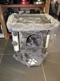 Drapak dla kota z domkiem legowiskiem LIONTO szary