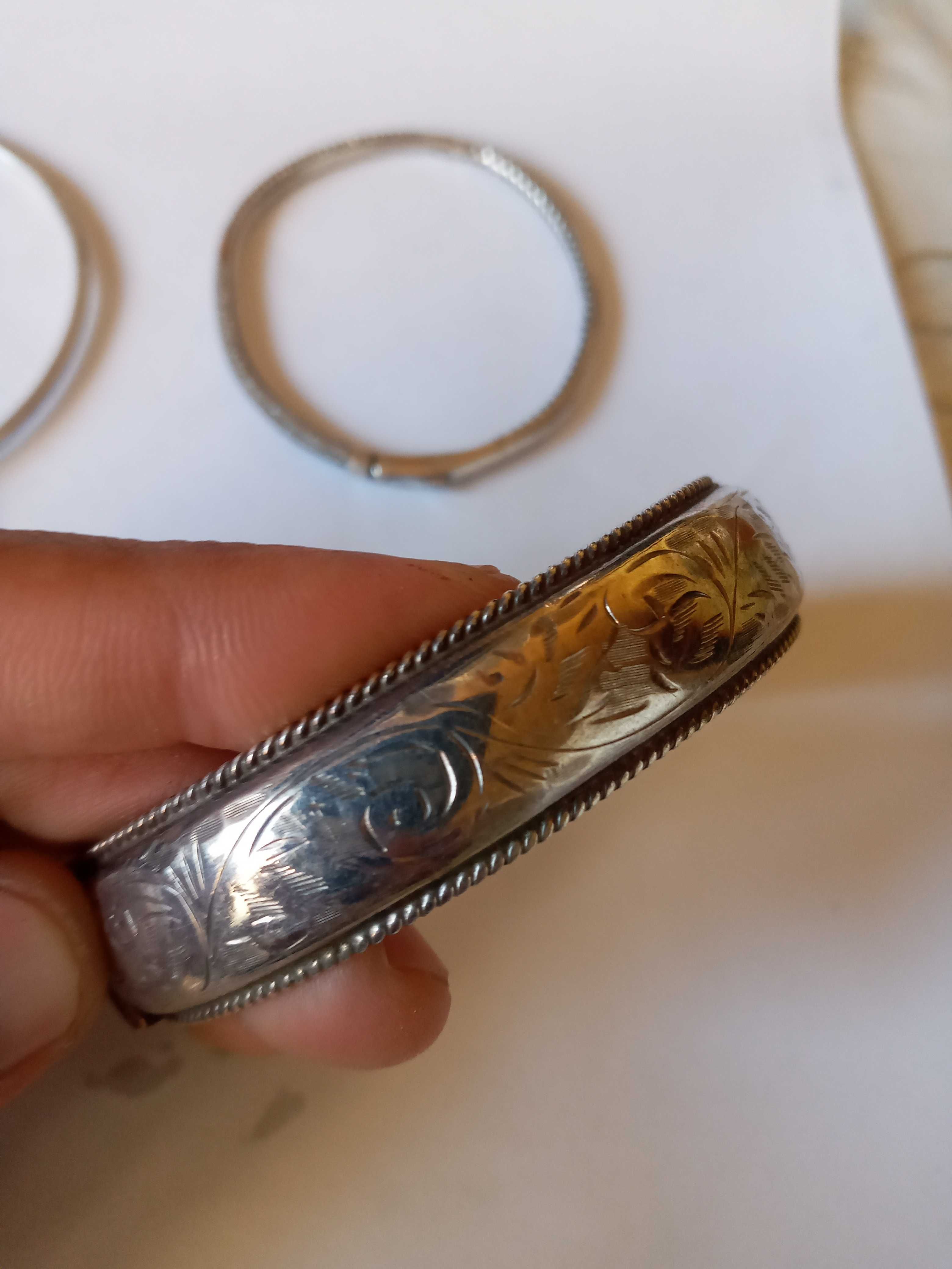 Коллекционный экземляр Жесткий серебряный браслет клеймо лев Англия