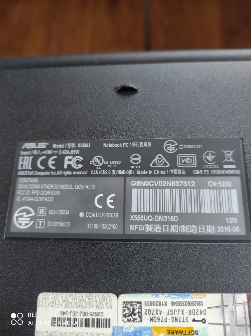 Продам ноутбук Asus x556u параметри на фото