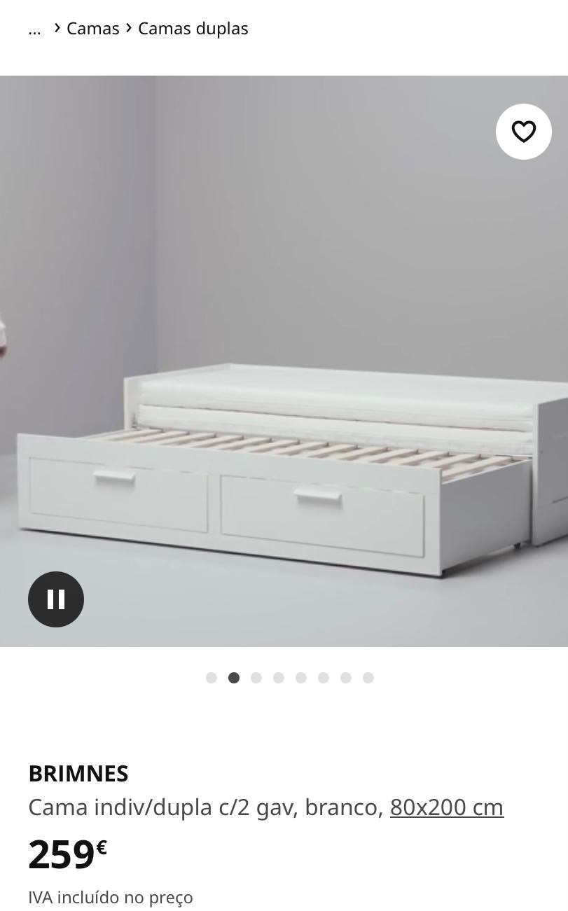 Cama BRIMNES solteiro/duplo 80*200/160*200 cm
