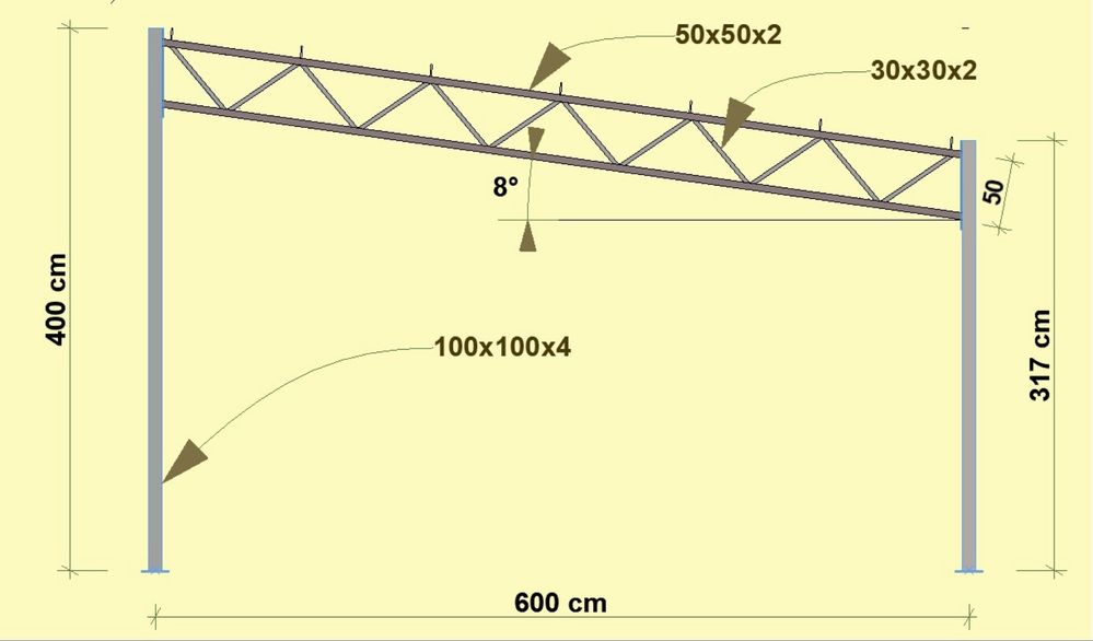Konstrukcja Stalowa Jednospadowa Wiata Garaż 6x12  , 6m
