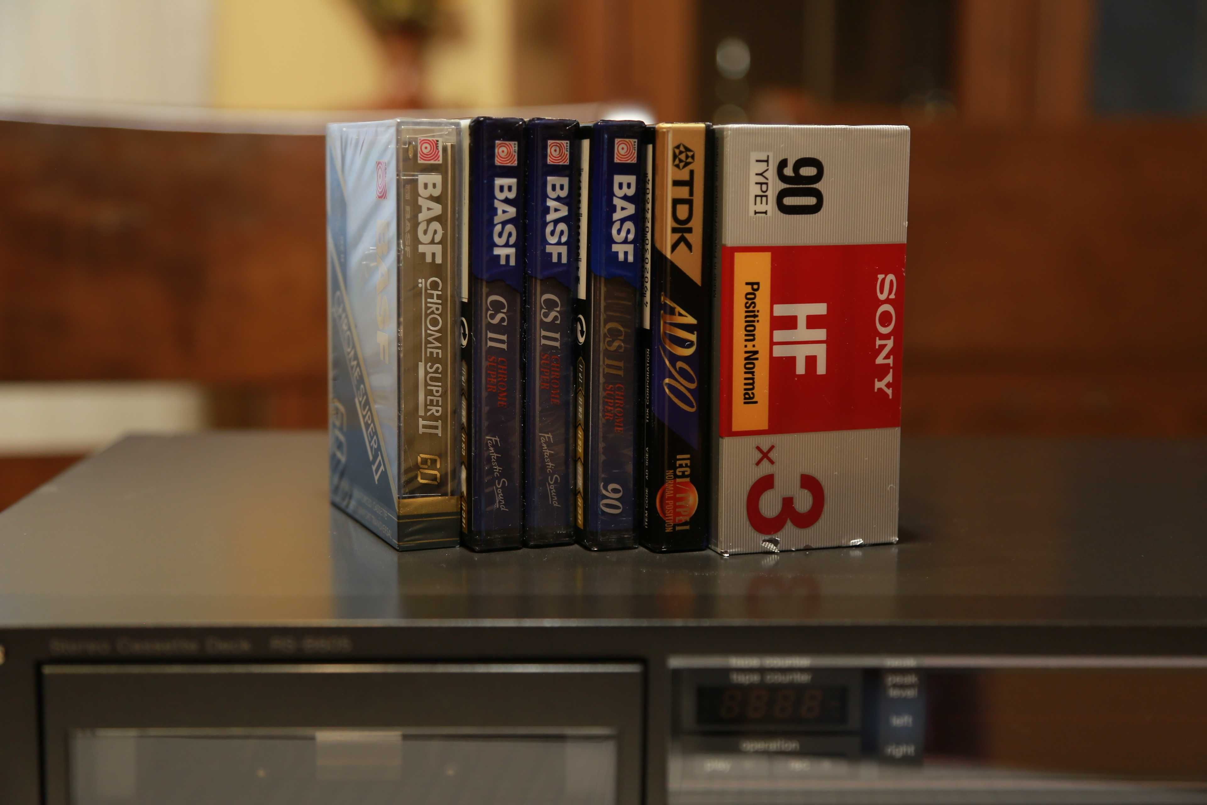 Technics RSB 605 + cztery nowe kasety BASF , TDK AD i 3 Sony HF