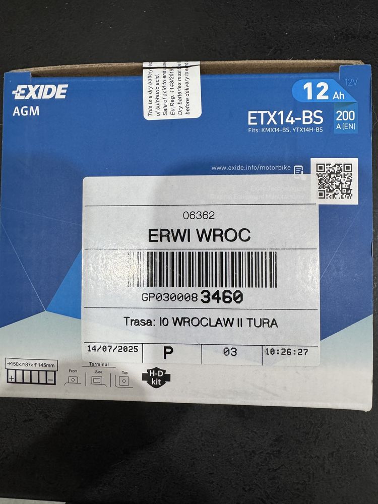 Akumulator Exide ETX14 BS nowy gwarancja