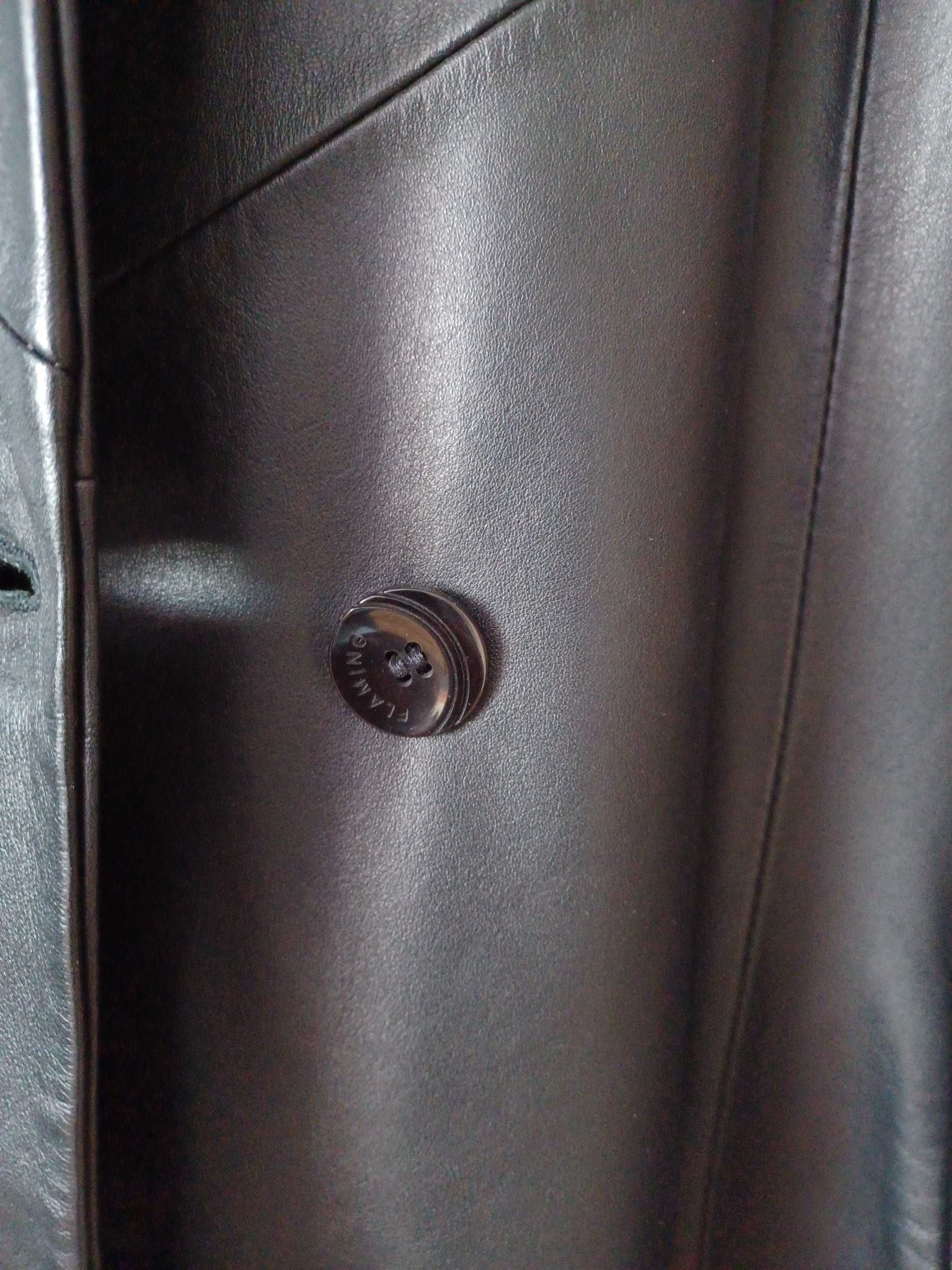długi płaszcz skórzany damski czarny rozmiar XL