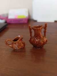 Stary miniaturowy ceramiczny wazon oraz dzbanek PRL