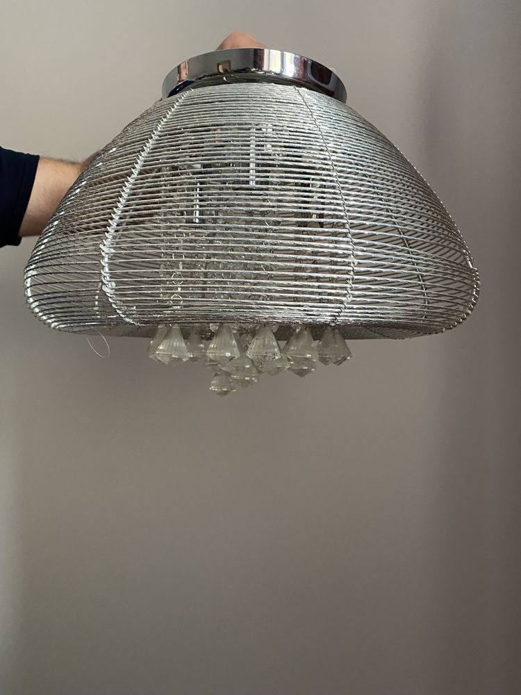 Lampa plafon srebrna Italux kryształki glamour