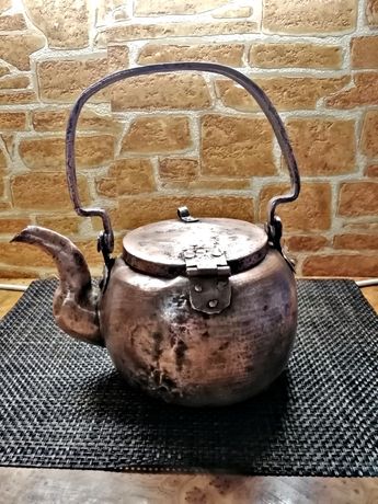 Антикварный чайник старый медный латунный