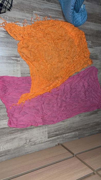 2 Apaszki damskie różowa i pomarańczowa razem żywe kolory