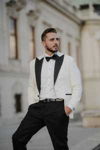 Męski garnitur smokingowy do ślubu - biały włoski
