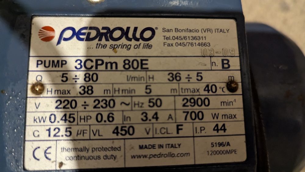 Насос Pedrollo 3CPm80E