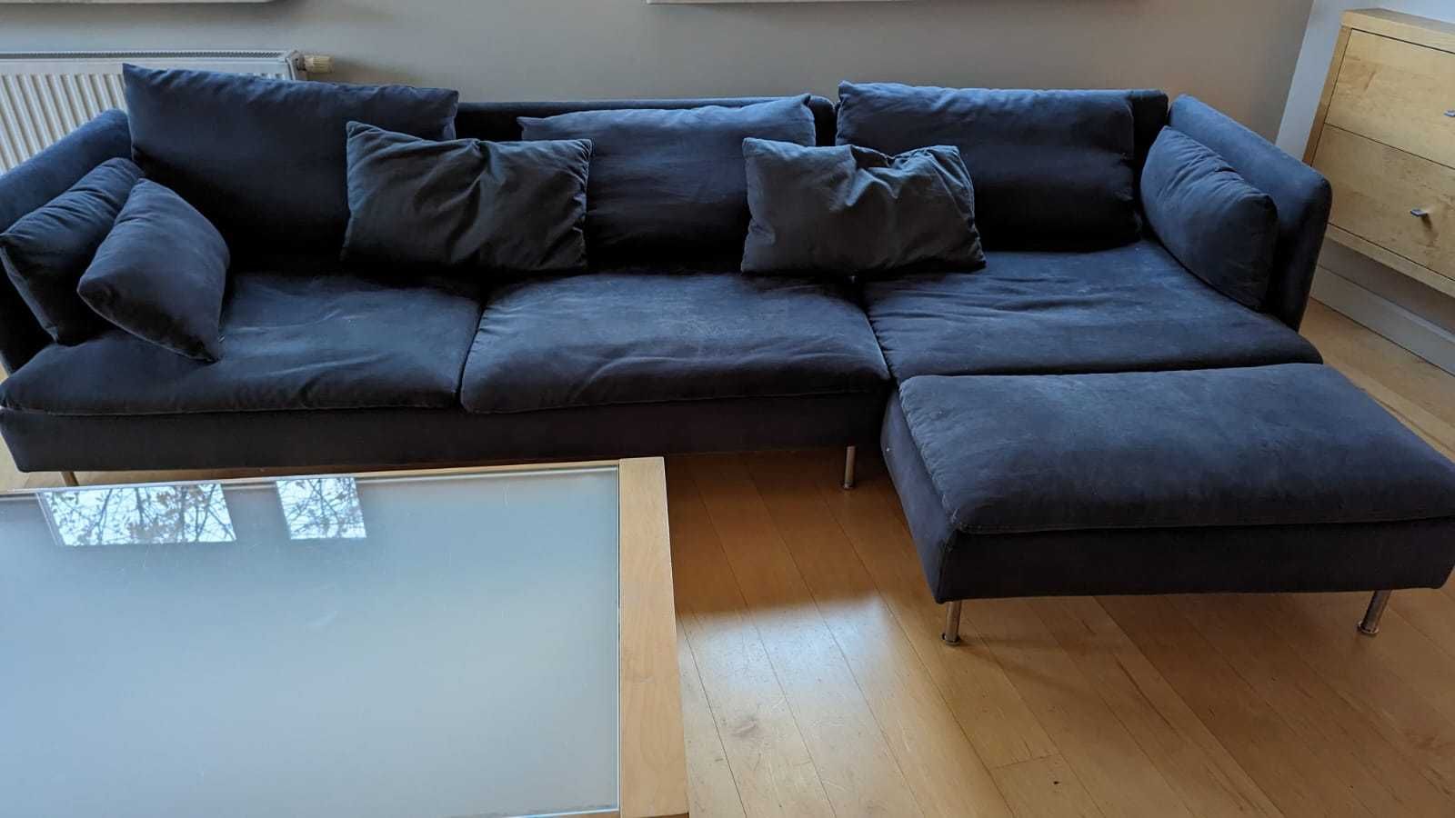 Sofa narożna Ikea Soderhamn 4-osobowa z otwartym końcem ciemnoszara