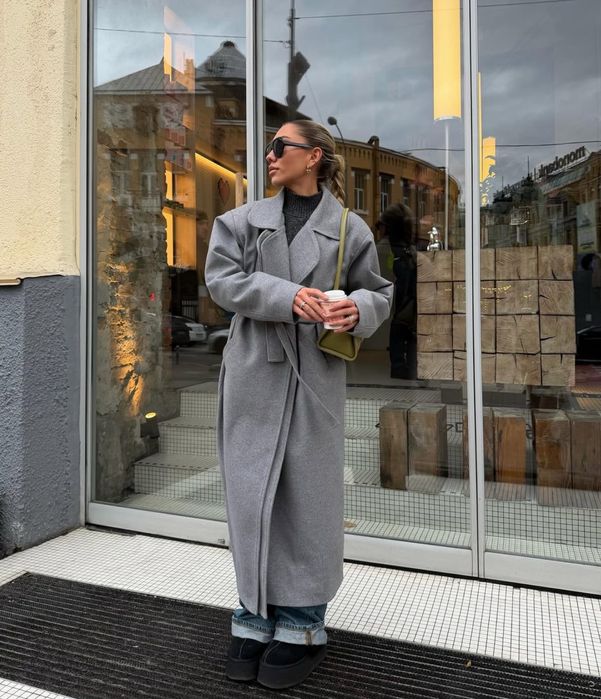 Зимове вовняне пальто сіре Lava studio