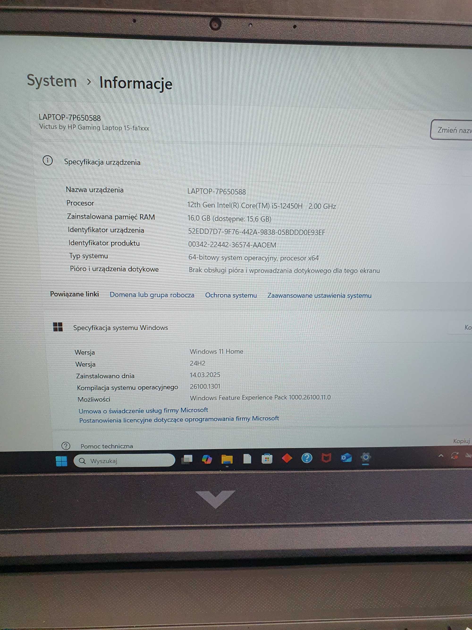Laptop HP Victus 15-FA1652NW- Gwarancja. Jak Nowy