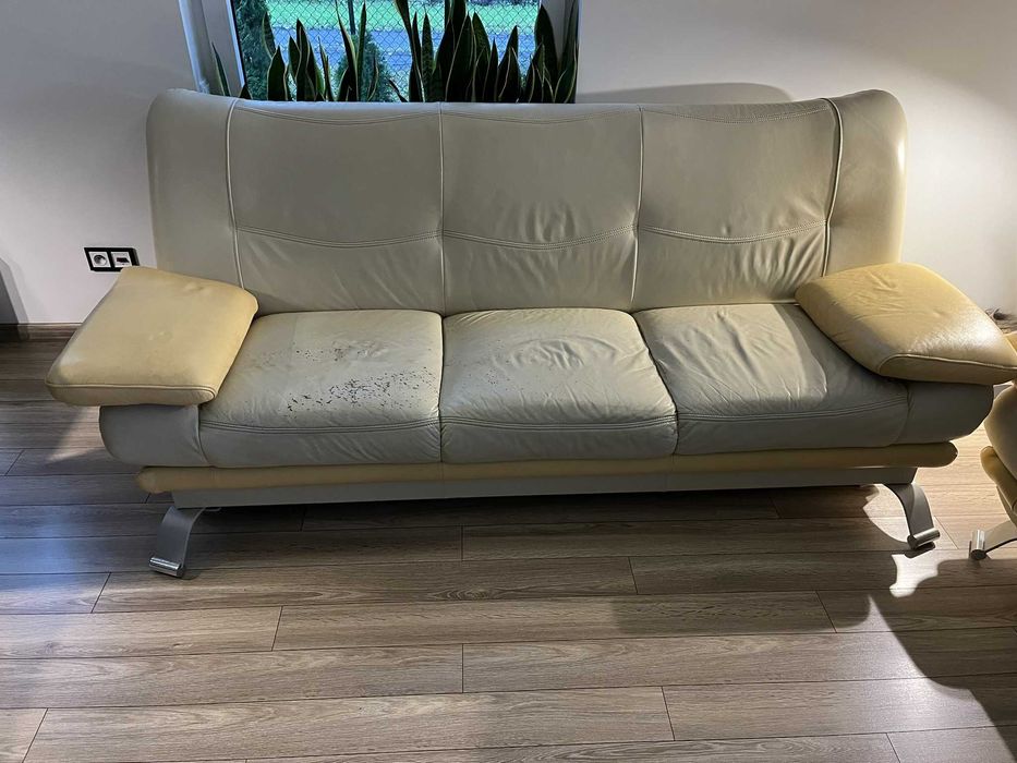 Wypoczynek skórzany 3+2, wersalka + sofa