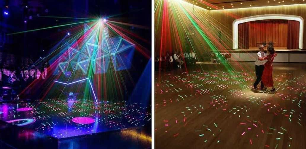 Laser Działo Laserowe Projektor Dyskotekowy LED UV Stroboskop DJ