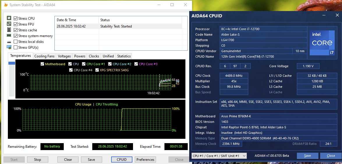 s1700 сет Intel Core i7-12700 12ядер 4.9GHz з відео + плата ASUS mATX.