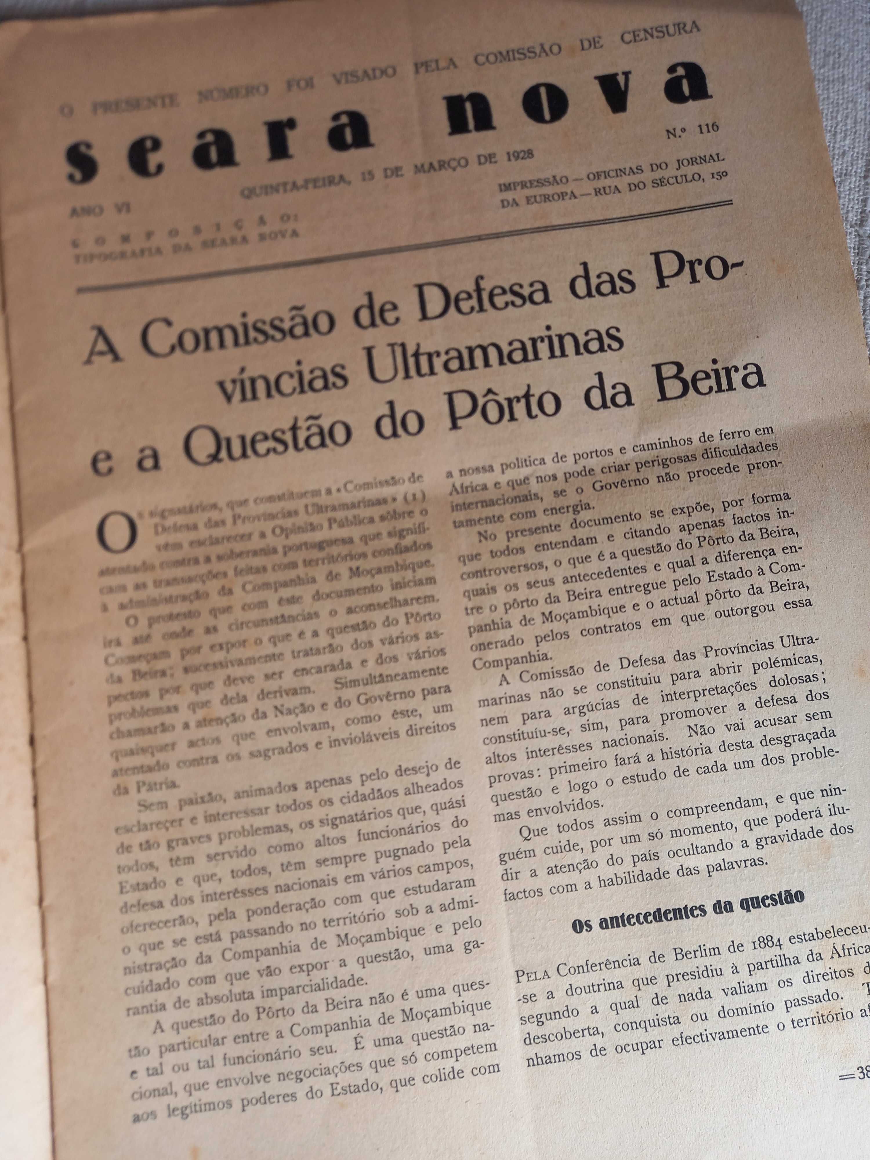 antiga Revista Seara Nova sobre o porto da Beira em Moçambique