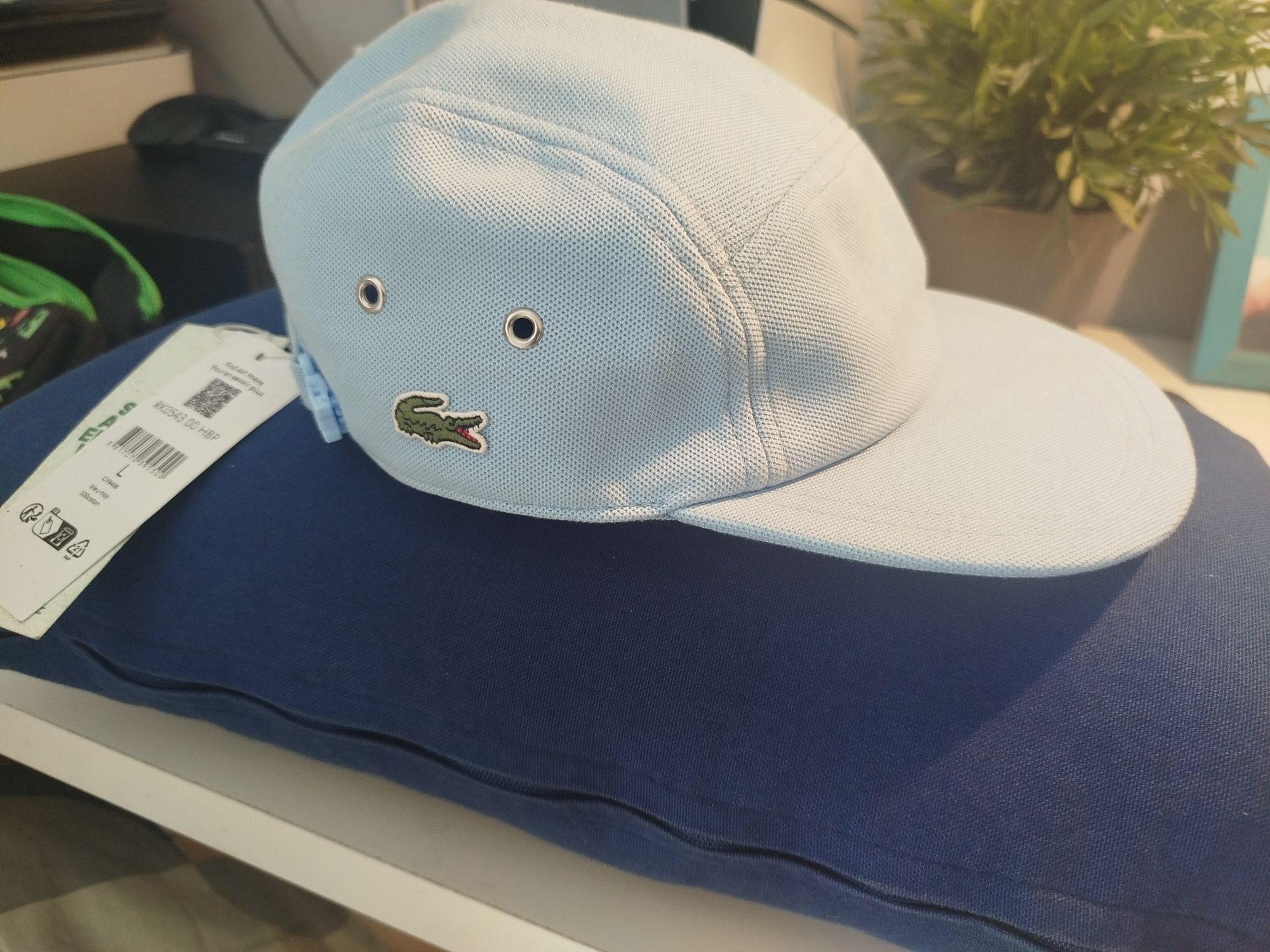 Boné Lacoste Piqué Jockey azul novo!