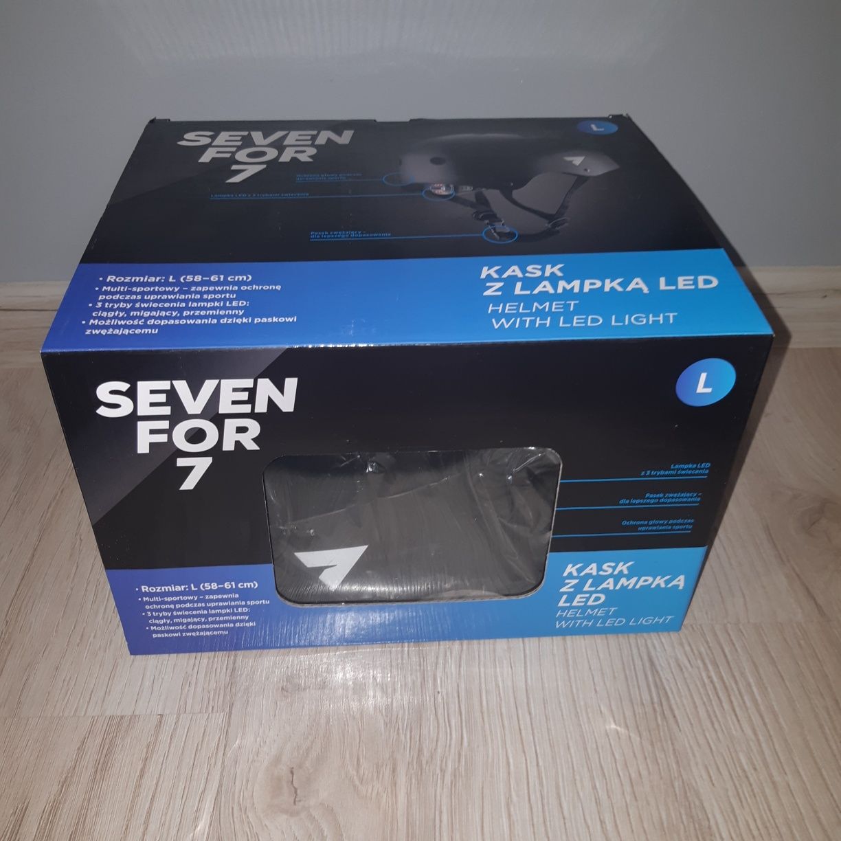 Nowy kask z lampką led L (58-61)