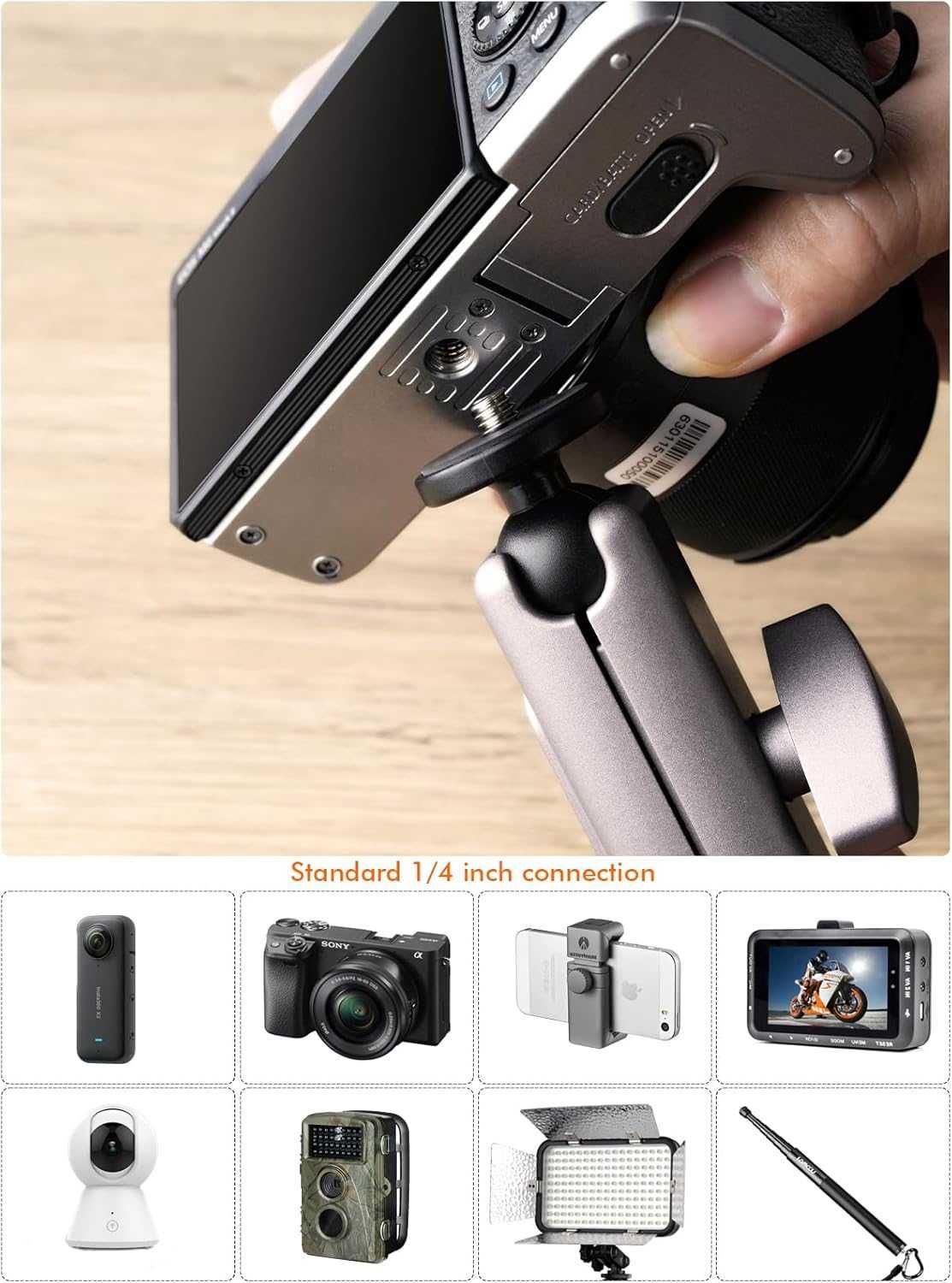 Lammcou Uchwyt motocykl rower na kamere GoPro Hero Insta-360 X3 Go 3