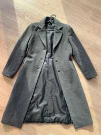 Szary płaszcz wełniany (80% wełny) damski