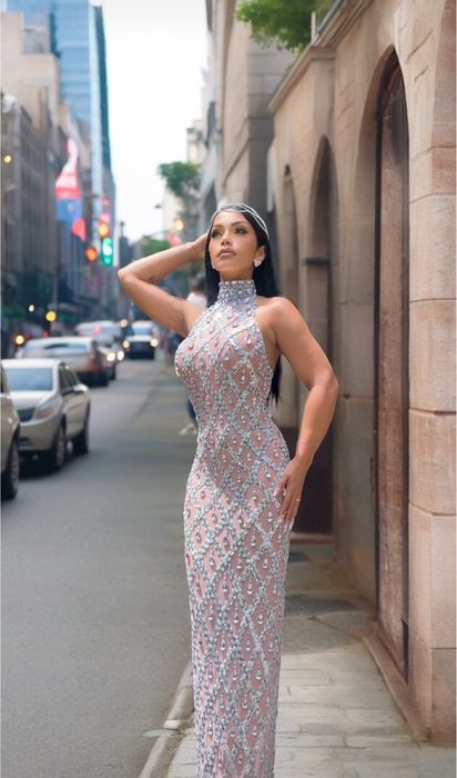Vestido Longo de Festa com Pedrarias
