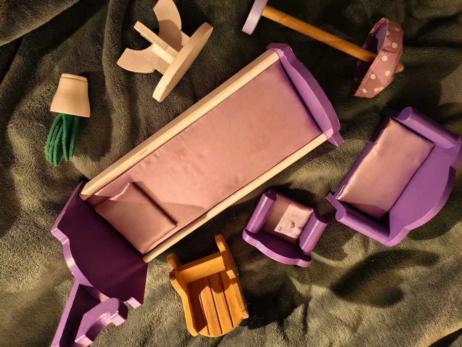 Mebelki dla lalek lalek, drewniane