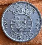 Moeda de prata 10 escudos Timor 1964