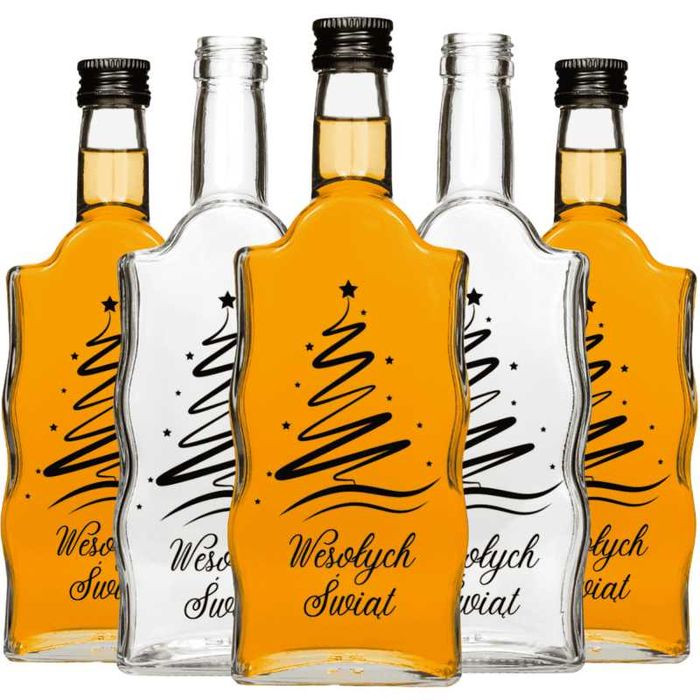 Zestaw 5 sztuk butelek świątecznych z zakrętkami