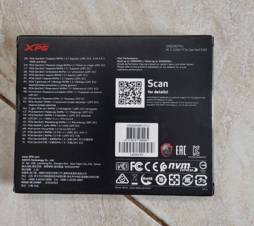 SSD-диск ADATA XPG SX8200 Pro 3D NAND TLC 1TB M.2 (2280 PCI-E