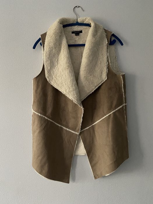 Kamizelka kożuszek kożuch bezrekawnik zamsz futerko 38 m