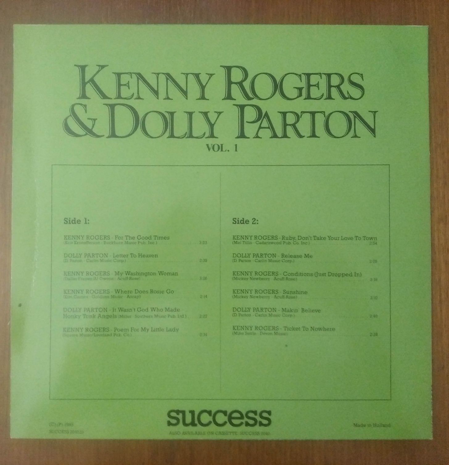 Kenny Rogers & Dolly Parton disco de vinil " Vol 1".