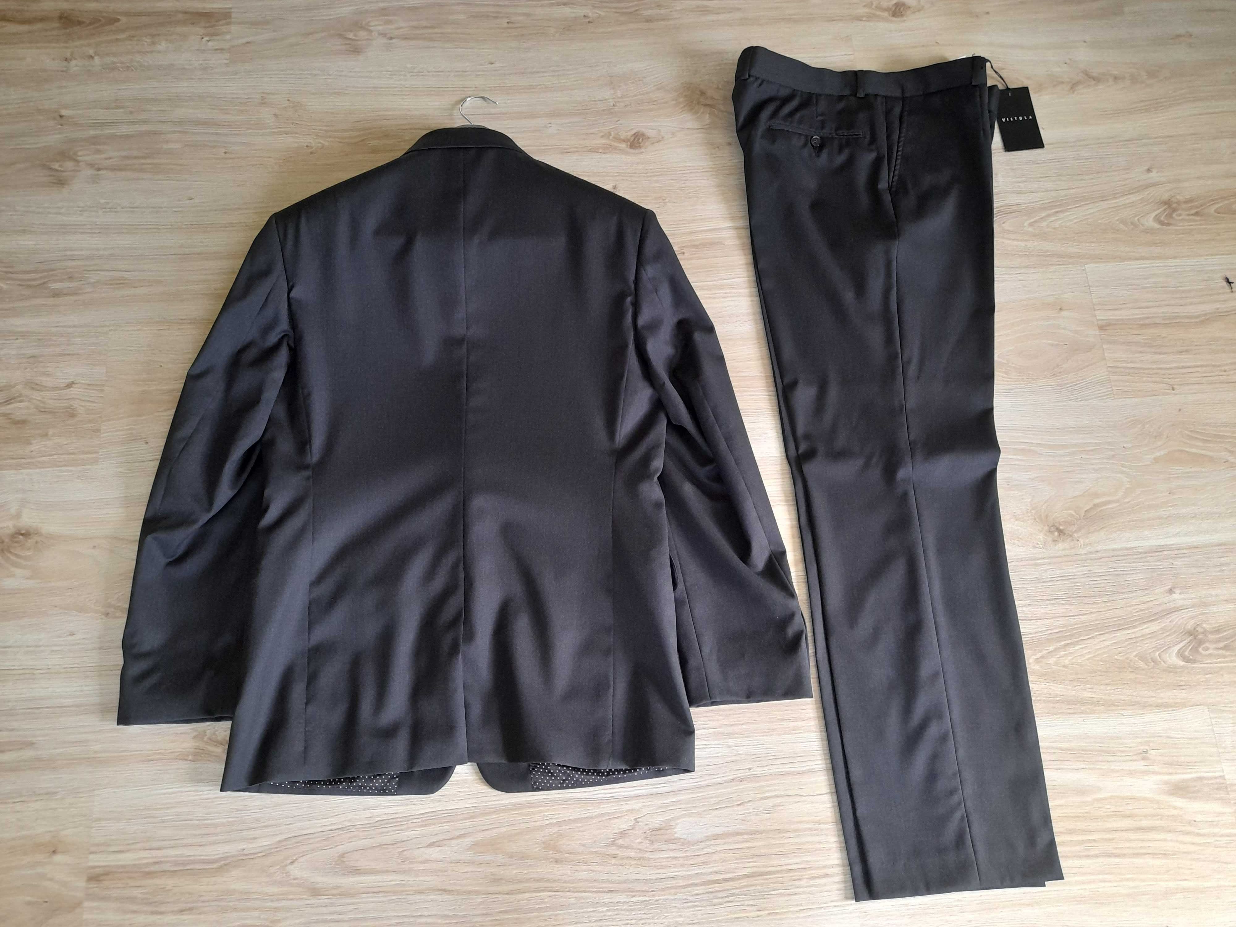 Grafitowy Garnitur Vistula Wełna Super 120's roz 182/104/90 L Slim