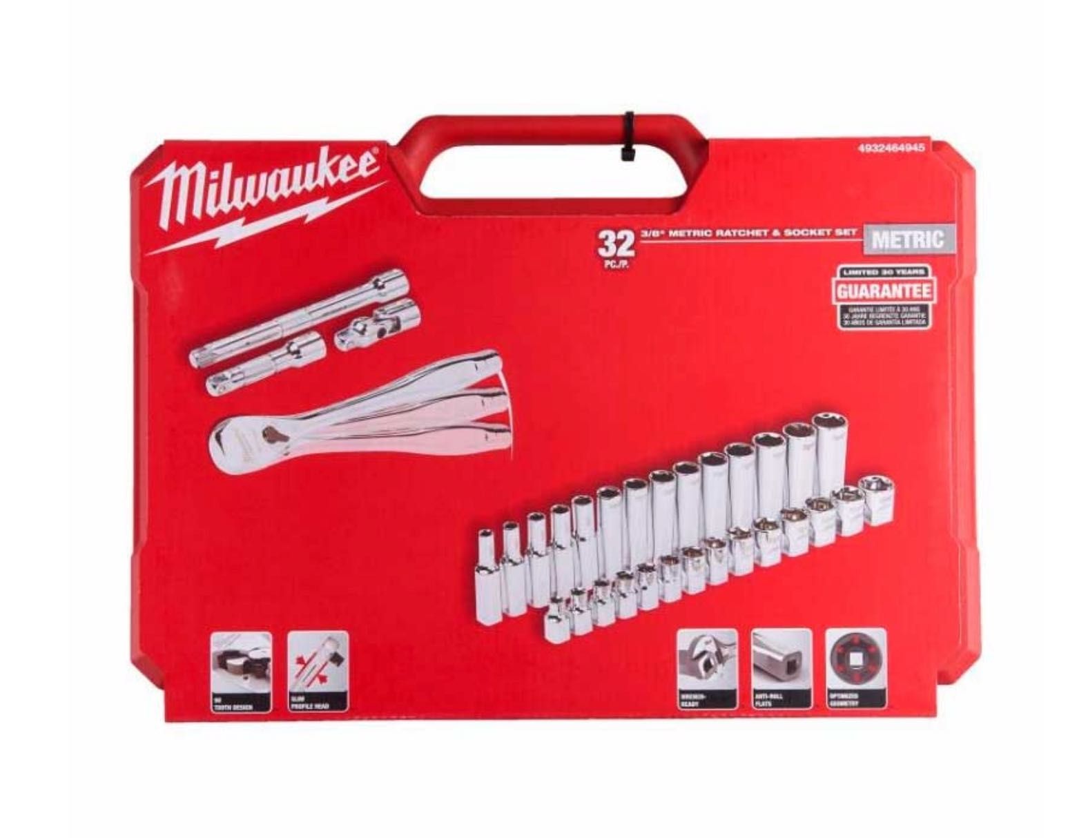 Набір, набор метричних головок Milwaukee 3/8" 32 шт (4932464945)