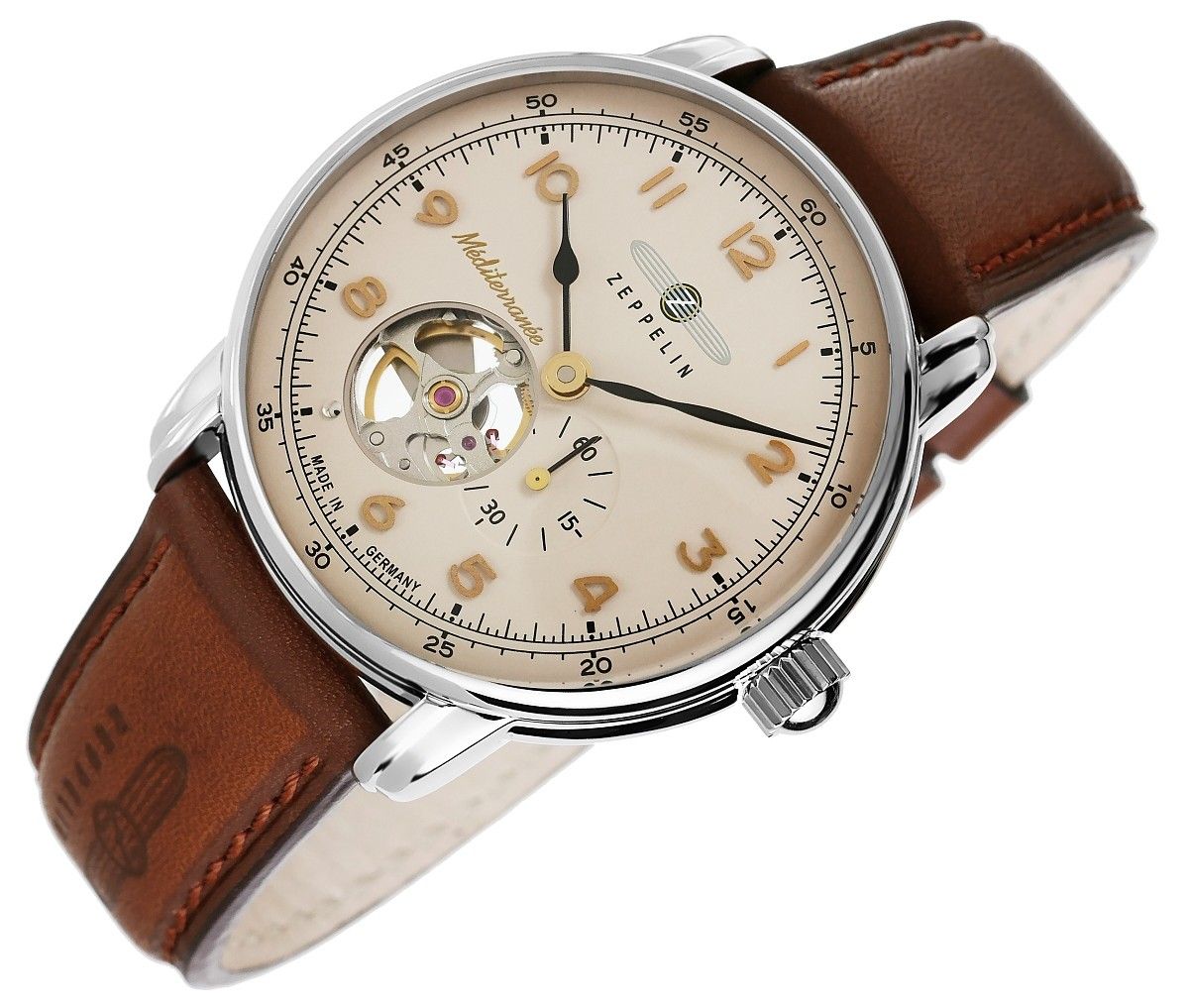 zegarek męski zeppelin mediterranee open heart automatic 9666-5 + box
