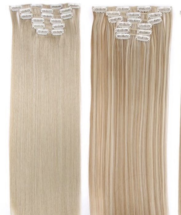 Premium Ultra włosy doczepiane, jasny blond,16 klipsów clip in ( 210 )