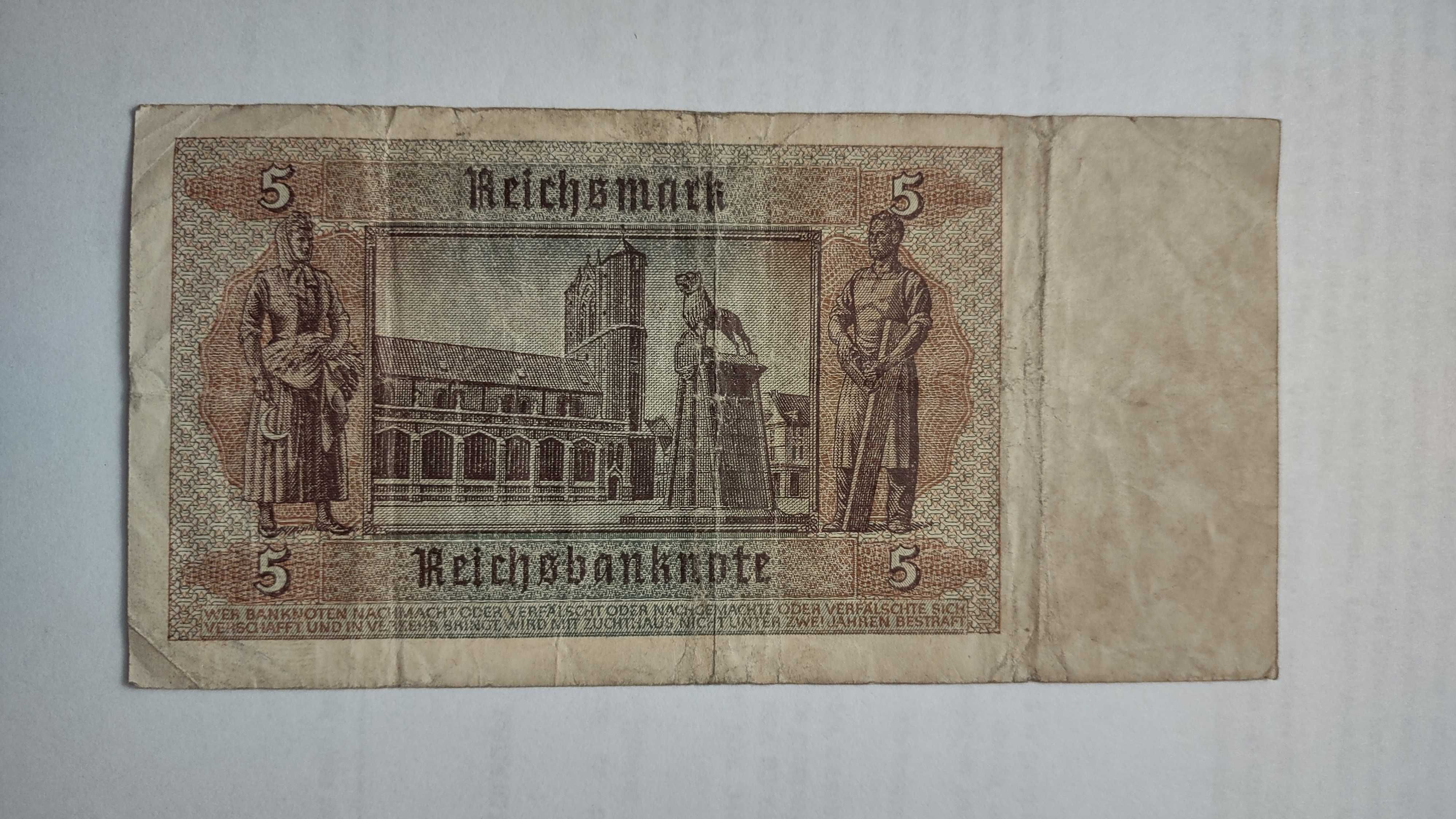 Banknot niemiecki 5 RM-1942