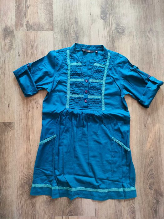 Tunika rekaw 3/4 z kieszeniami AND 38 ciemny turkus