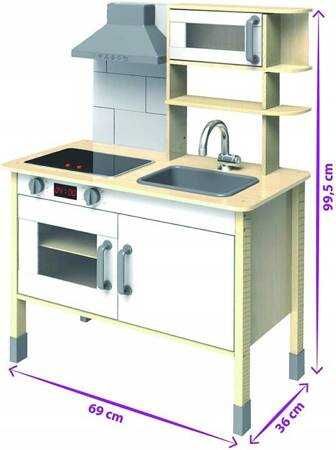 Duża kuchnia drewniana dla dzieci indukcja LED kran Eichhorn