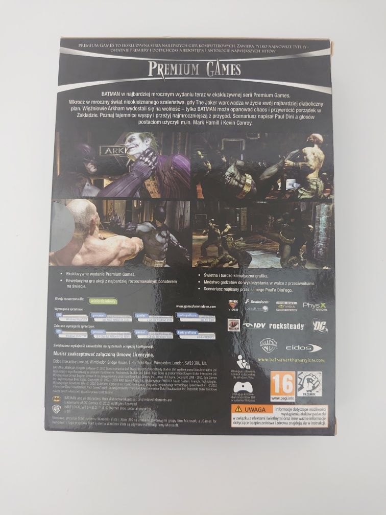 Batman Arkham Asylium Premium Games na PC dwie płyty DVD Extra dodatki