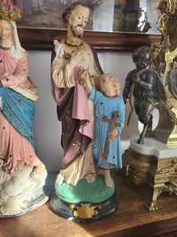 Stara gipsowa figurka Święty Józef I Pan Jezus