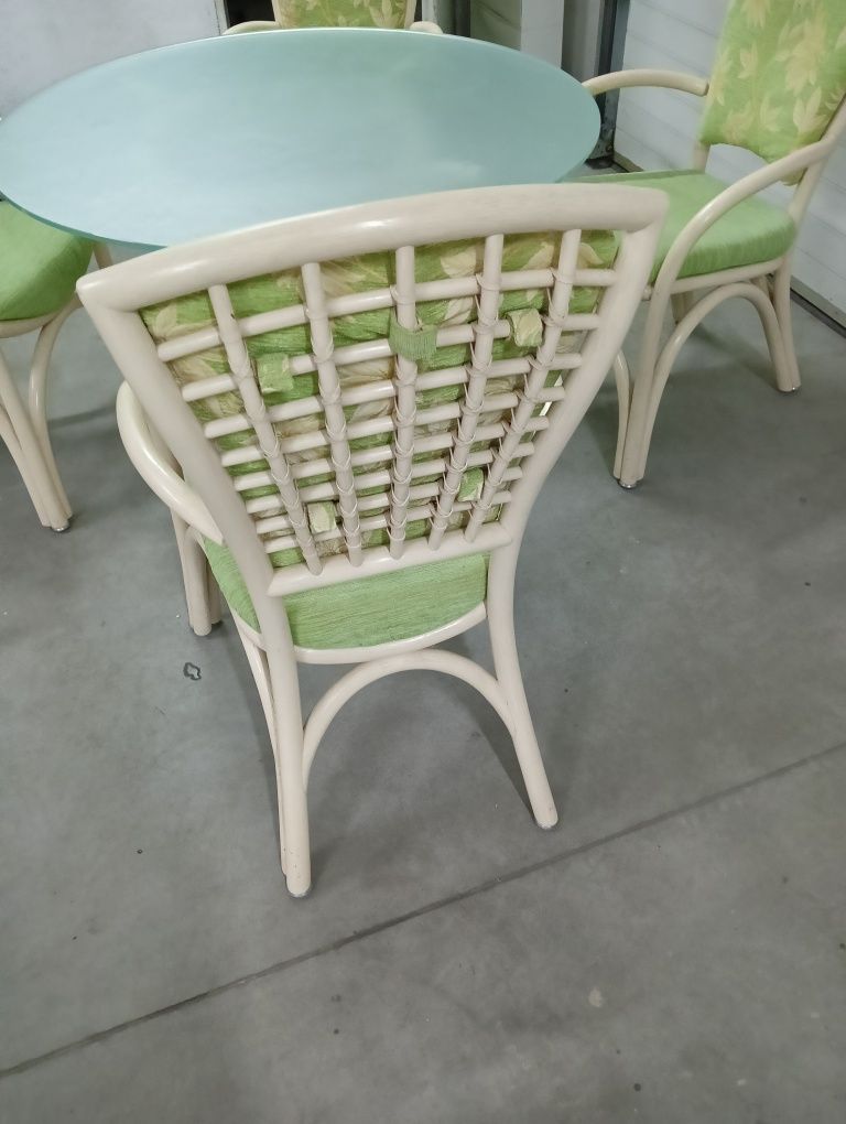Stół i krzesła komplet jak nowe rzadki bambus