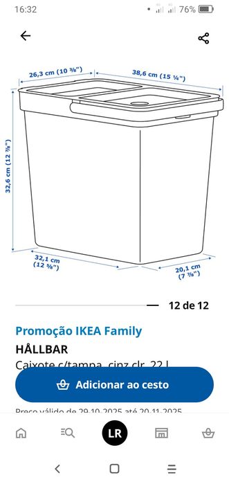 Caixote Lixo IKEA Hålbar 22 lts
