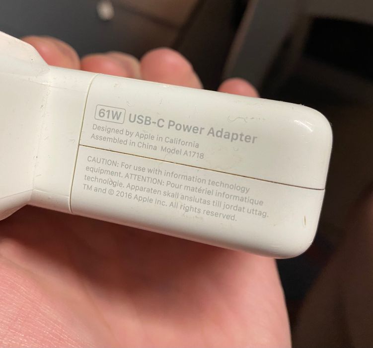 Оригінальний блок живлення Apple USB-C 61W (A1718) швидка зарядка