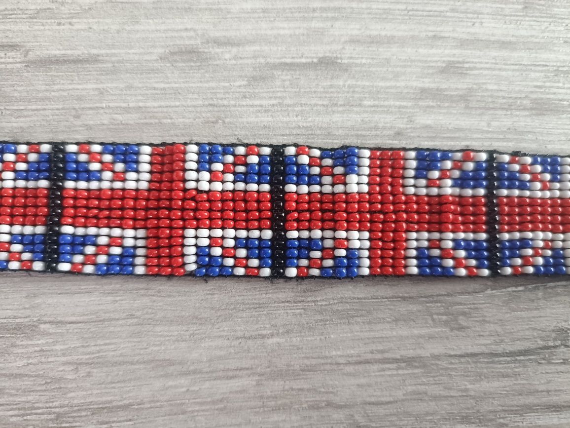 Choker / naszyjnik z koralików flaga Wielkiej Brytanii unisex