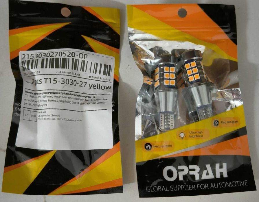 Lâmpada Led 12v T15 16W Amarelo