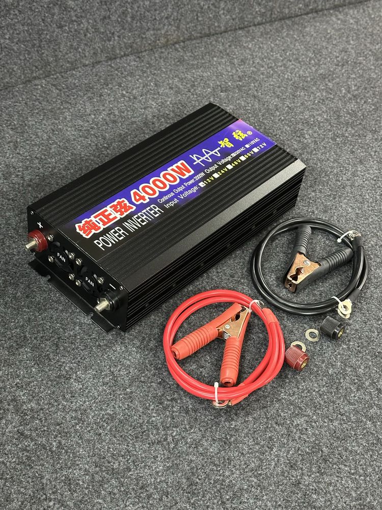 Інвертор трансформатор перетворювач 12V 220В 4000Вт чиста синусоїда