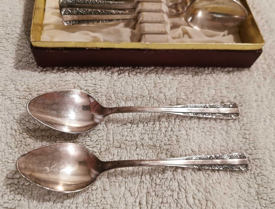 Vintage PRL komplet 6 łyżeczek do herbaty posrebrzanych Hefra